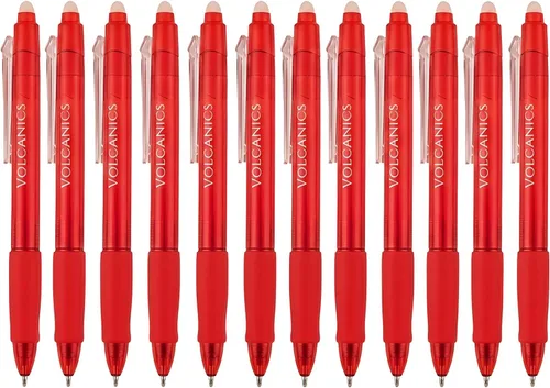 Miniatura 13 de Volcanics Bolígrafos de Gel Borrables Retráctiles Clicker - Punta de Bola de 0.7mm, Borrado por Calor con Borrador Integrado, Paquete de 12 Negro