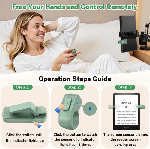 Miniatura 3 de Anillo girador de páginas para Kindle, control remoto para iPhone, iPad, tabletas Android, lectores electrónicos, girador de páginas para Kindle