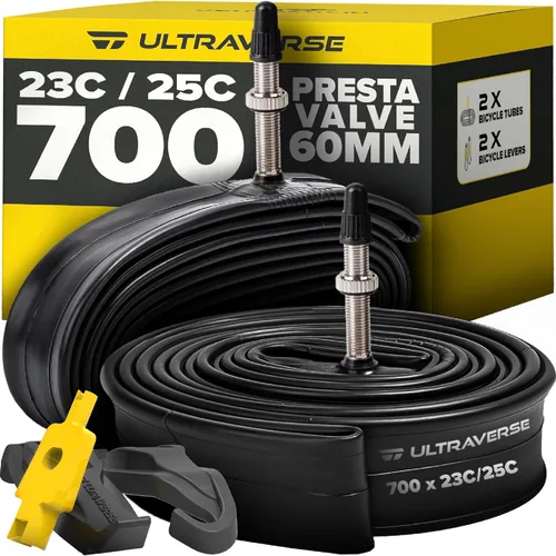 Miniatura 14 de Ultraverse Cámara de aire para bicicleta de 700x23-25c, 700x28-32c, 700x35-43c, tamaños de rueda de bicicleta de 28 pulgadas con válvula presta