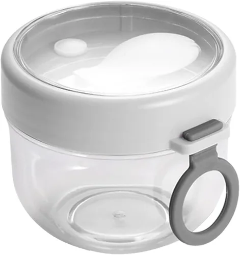 Miniatura 8 de TITA-DONG Recipientes de avena durante la noche con tapas, tarros de avena Mason durante la noche, vasos de cereales de plástico portátiles a prueba