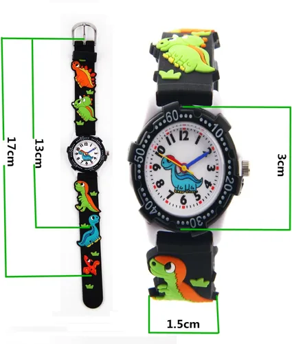 Miniatura 5 de Jewtme Lindos relojes para niños pequeños de 3 a 8 años analógicos para profesores de tiempo 3D, correa de silicona de dibujos animados para niñas
