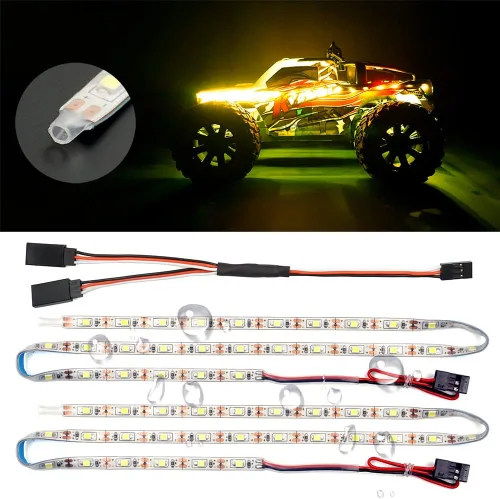 Tiras de luz LED impermeables para autos RC, camiones, aviones, barcos, drones, ala fija, modelo de ala AR, luz de resplandor inferior (amarillo)