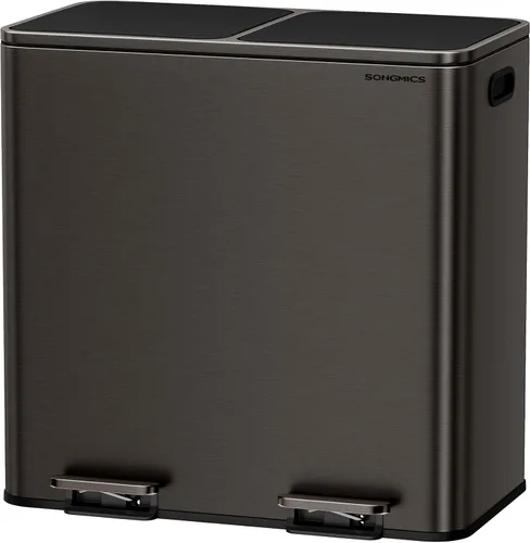 Miniatura 9 de SONGMICS Bote de basura, 2 botes de basura de 8 galones (2 x 30 L) para cocina, con 15 bolsas de basura, 2 compartimentos, cubos interiores