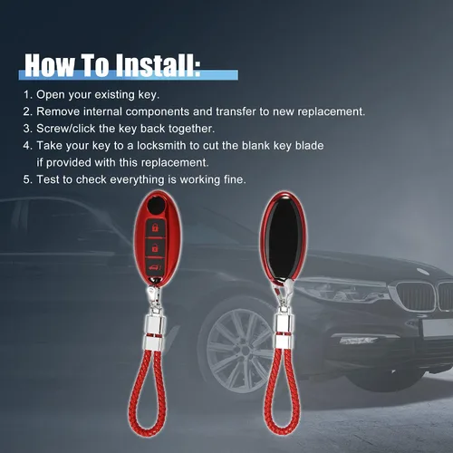 Miniatura 6 de X AUTOHAUX Funda de TPU para llavero de automóvil de 3 botones para Nissan Qashqai Juke X-Trail Micra Murano con kit de llaveros, protector de llave