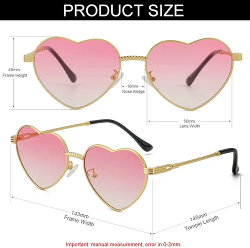 Miniatura 4 de NIDOVIX Lindos lentes de sol de corazón para mujer marco de metal de moda lentes de protección UV400