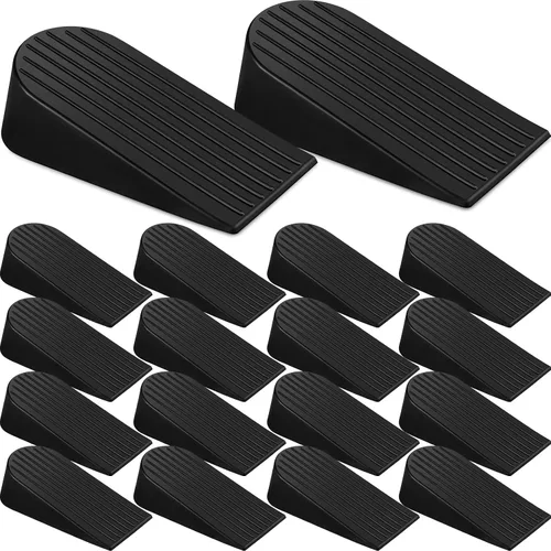Miniatura 8 de Frienda Paquete de 4 topes grandes de goma resistentes para la parte inferior de la puerta, tope de cuña para oficina en casa (negro)