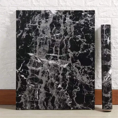 Miniatura 2 de Yancorp - Papel de contacto de mármol negro, papel pintado negro despegar y pegar, autoadhesivo, removible, envoltura de vinilo para encimera