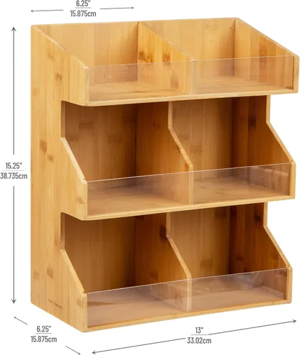 Miniatura 3 de Mind Reader Estación de condimentos de cápsulas de café, organizador de encimera, cocina, rayón de bambú, 13 pulgadas de largo x 6.25 pulgadas