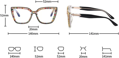 Miniatura 5 de ICARA Oprah Style - Gafas de lectura con diamantes para mujer, marco cuadrado de gran tamaño, bloqueo de luz azul, lectores de computación