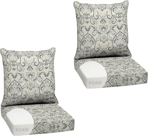 Miniatura 124 de Arden Outdoor Deep Seat Cushion Set, 24 x 24 pulgadas, Cojín para patio resistente al clima, a la lluvia y a la decoloración para silla, sofá y sofá
