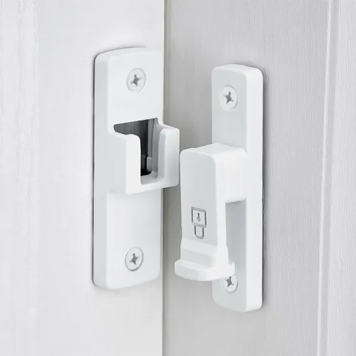 Miniatura 4 de INIRET 4 Paquetes Cerradura Blanca de Puerta de Granero de 90 Grados, Pestillo de Aleación de Zinc Premium - Pestillos de Compuerta Abatible