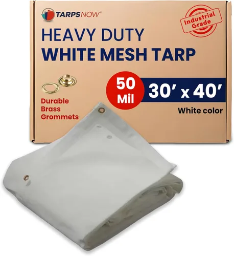 Miniatura 22 de Tarps Now - Lona de malla blanca resistente de 8 x 10 pies con ojales de latón, resistente a los rayos UV, color blanco reflectante 75%, sombra