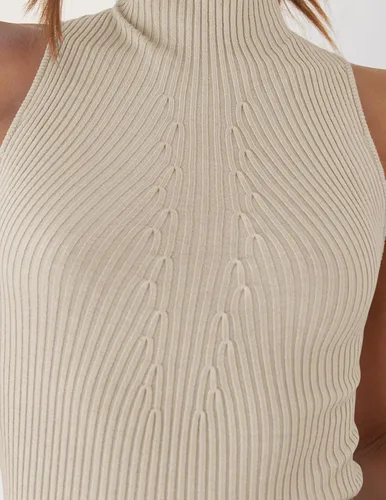 Miniatura 5 de ZESICA Camisetas sin mangas de verano para mujer, cuello de tortuga, de punto acanalado, ajustadas, básicas, casuales