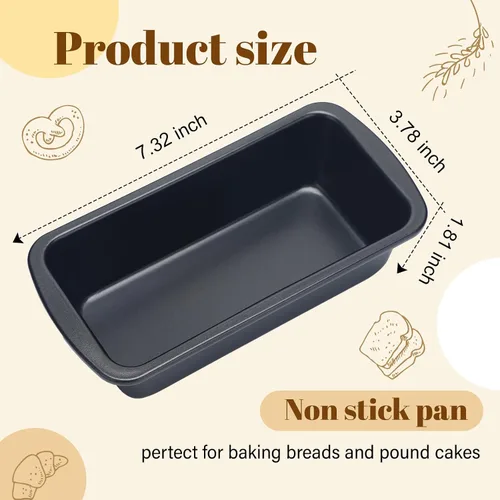 Miniatura 2 de Patelai Paquete de 4 moldes pequeños para hornear pan, antiadherentes, bandeja rectangular para hornear, molde para tostadas