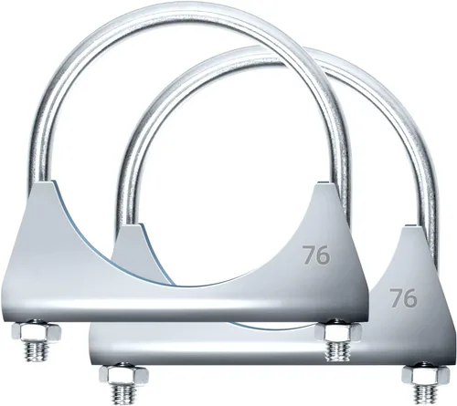 Miniatura 9 de Glarks 2 abrazaderas en U de acero inoxidable 304 de 1.378 in (1-3/8 pulgadas) con brida de sillín para tubo de escape