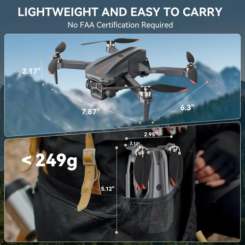 Miniatura 4 de Dron con cámara - Dron plegable con motor sin escobillas para adultos/niños, cuadricóptero RC HD 1080P. Vuelo según puntos de ruta, mantiene