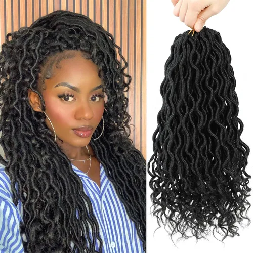 Miniatura 59 de Trenzas postizas Goddess, 6 paquetes de 18 pulgadas, cabello lacio, trenzado con ganchillo, para mujeres negras, trenzas postizas ombre con puntas
