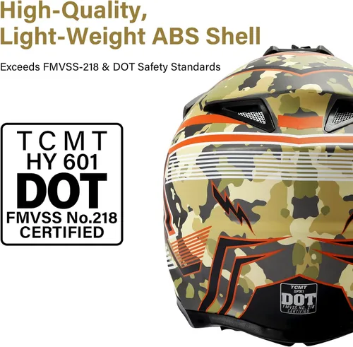 Miniatura 2 de TCMT Casco MX de Cara Completa para Motocicleta Dirt Bike Off-Road Motocross ATV Bicicleta de Montaña para Hombres y Mujeres Aprobado por DOT