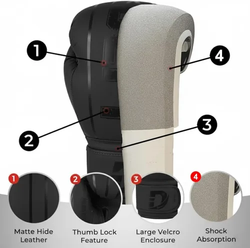 Miniatura 3 de DEFY - Guantes de boxeo para hombres y mujeres, guantes de boxeo de cuero sintético de alta calidad para entrenamiento, perfectos para perforar