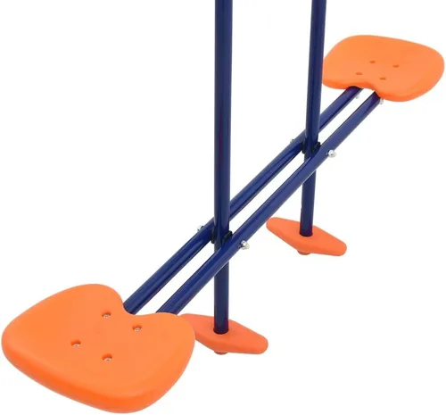 Miniatura 6 de Juego de columpios para niños con anillos de gimnasia y 4 asientos, juego de deslizadores de metal con marco de acero y 2 asientos de columpio con 1