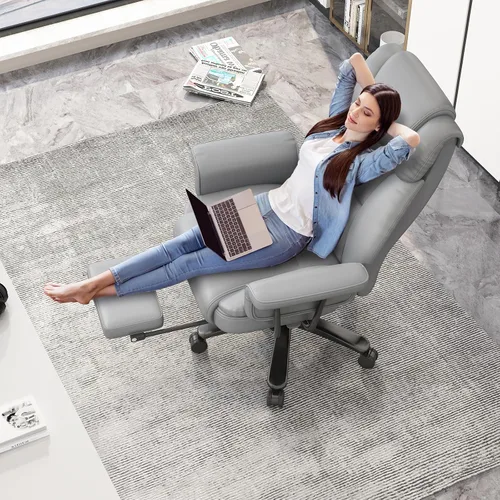 Miniatura 9 de GYI Silla Criss Cross con Ruedas, Silla de Escritorio de Oficina Reclinable Grande y Alta de 160° con Respaldo Alto, Asiento Ancho, Brazos
