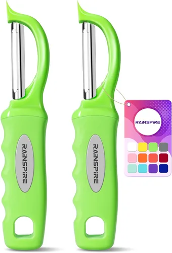 Miniatura 25 de Rainspire Pelador de verduras, pelador de patatas para cocina, cuchillas afiladas de acero inoxidable, mango cómodo, pelador de frutas, pelador