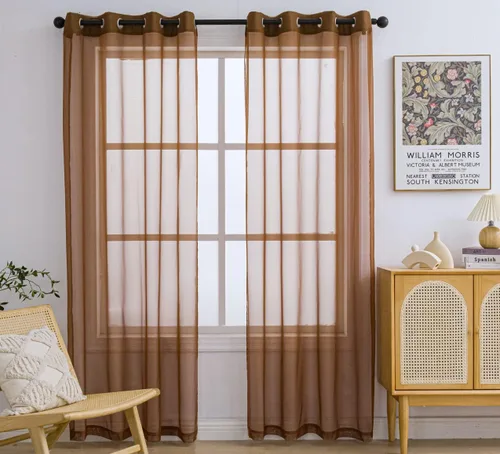 Miniatura 82 de PI - Cortinas traslúcidas con paneles pequeños, cortina transparente para ventana de cocina, mirador, 2 paneles