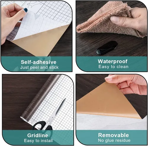 Miniatura 6 de Arthome - Papel de contacto de madera autoadhesivo de nogal marrón, 16.5 x 393 pulgadas, película de vinilo decorativa para encimera, armarios