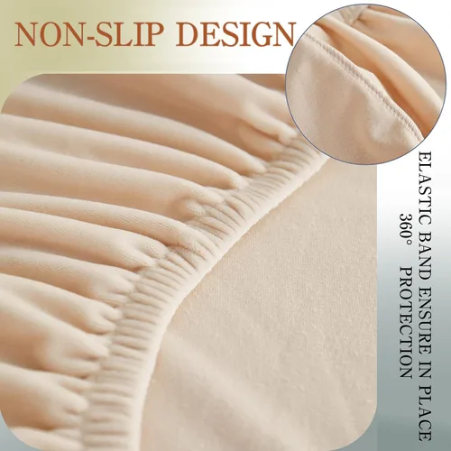 Miniatura 3 de Fundas de cojín de terciopelo para sofá, funda de cojín de alta elasticidad universal para sofá de 4/3/2/1 plazas, protector de muebles Beige