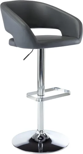 Miniatura 14 de Vogue Furniture Direct Taburete de bar ajustable con respaldo y brazos huecos, moderno taburete giratorio de piel sintética, silla de barra de Negro