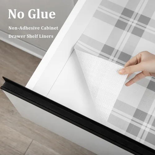 Miniatura 3 de Revestimiento de estante de cajón para armarios de cocina, papel antideslizante no adhesivo, fácil de limpiar, agarre fuerte, grueso, impermeable