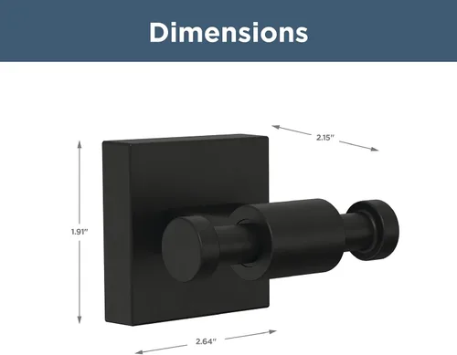 Miniatura 5 de Franklin Brass Maxted (1-Pack) Ganchos para Toallas Negro Mate Ganchos de Baño Montados en Pared para Batas y Toallas Gancho Portador de Toallas