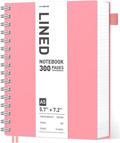 Miniatura 12 de AHGXG Cuaderno espiral rayado para universidad - Cuaderno espiral perforado A4 de 8.5" x 11", 300 páginas con páginas perforadas fáciles de rasgar