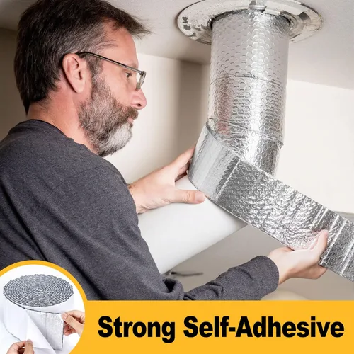 Miniatura 3 de Cinta aislante reflectante de doble burbuja, envoltura aislante de tubería de CA autoadhesiva para manguera de CA, conducto HVAC, manguera