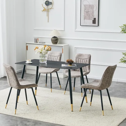 Miniatura 38 de Modern Dining Table Set for 4,50" Sintered Stone Table Set for 4,Marble Dining Table Set of 4 with Upholstered Chair,5 Piece Rectangular Dining Room