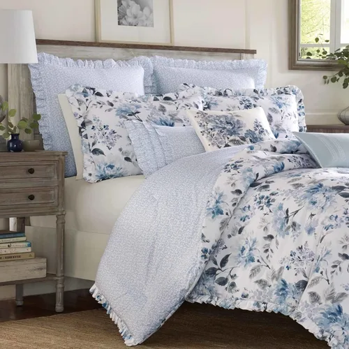 Miniatura 2 de Laura Ashley Home - Juego de funda de edredón tamaño individual, ropa de cama reversible de algodón con funda a juego, decoración ligera del hogar