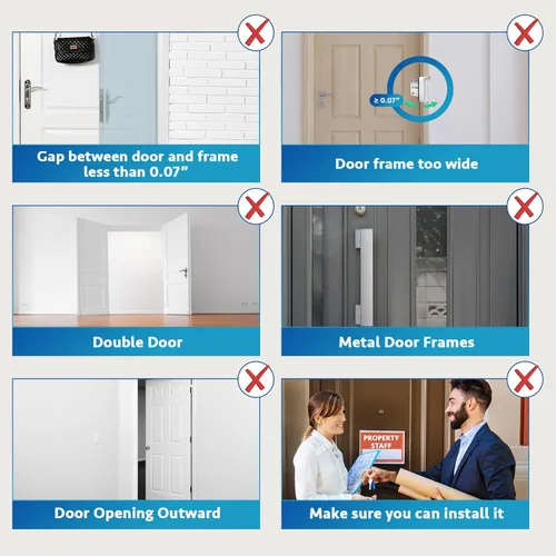 Miniatura 6 de Dwell+Good Cerradura de refuerzo para puertas (paquete de 2) - Cerradura de seguridad para puertas de montaje DIY en níquel para puerta principal