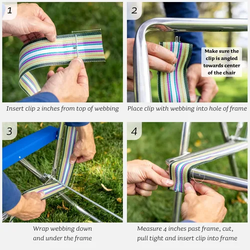 Miniatura 5 de Kit de reparación de silla de cinchas, de la marca Lawn Chair USA, de 50 pies, Negro sólido