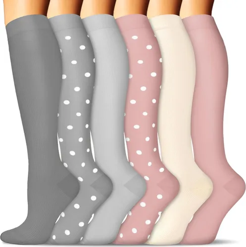 Miniatura 66 de SunFeeling - Calcetines de compresión para mujeres y hombres, 6 pares, brinda soporte a enfermeras, al correr, practicar atletismo y deportes