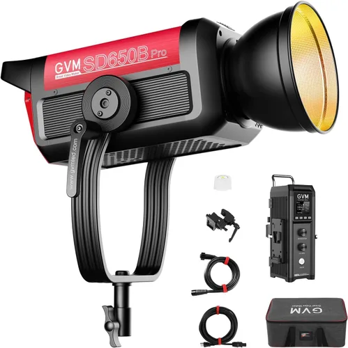 GVM Pro SD650B - Luz de video LED de 650 W, luz de estudio con montaje Bowen, kit de iluminación fotográfica 81300lux/m con cubierta estándar de
