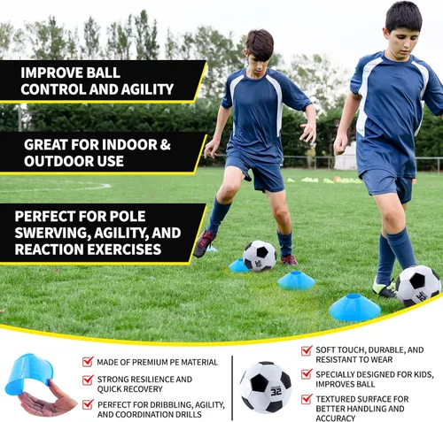 Miniatura 5 de 2 Set Kids Soccer Goals for Backyard with Training Equipment, Portable Foldable Practice Nets with Ball, Dice & Mat, Cones, Air Pump and Carry Bag