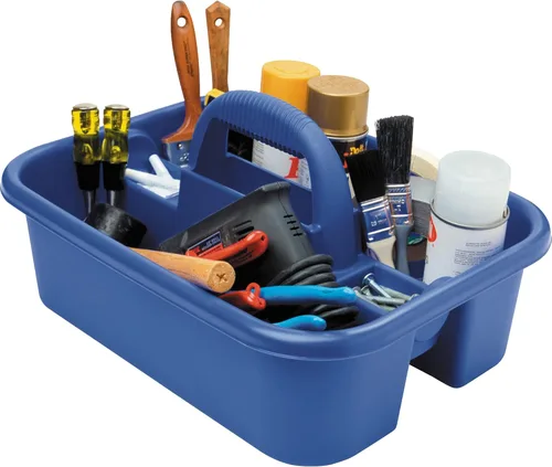 Miniatura 4 de Akro-Mils 09185 Contenedor de plástico para herramientas y suministros de limpieza con asa, (18-3/8 pulgadas x 13-7/8 pulgadas x 9 pulgadas), azul