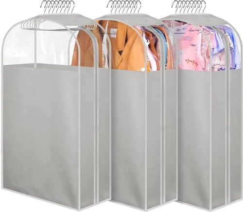 Miniatura 14 de MISSLO Bolsas de ropa transparentes de 32 pulgadas para colgar ropa, bolsas de traje reforzadas de 10 pulgadas para almacenamiento de armario, funda