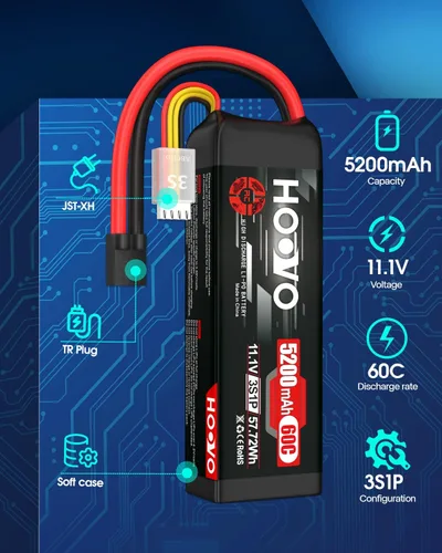 Miniatura 2 de HOOVO 3S LiPo Batería 11.1V 5200mAh 60C TR Plug Softcase RC Batería para RC Car RC Truck Avión Helicóptero Barco Carreras RC Hobby