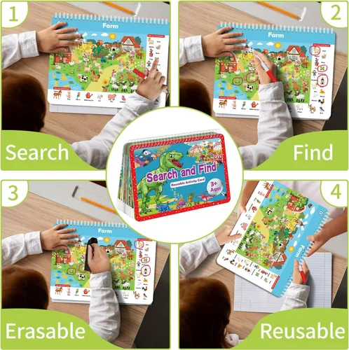 Miniatura 11 de Elfew Libro de actividades reutilizable, juguetes de viaje para niños pequeños de 3 a 5 años, juguetes educativos para niños de 3 a 8 años