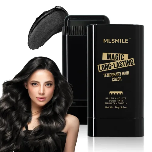 Barra de color para el cabello, segura y práctica, resistente al agua y al sudor, color negro, portátil, corrección de color 2 en 1, con peine para