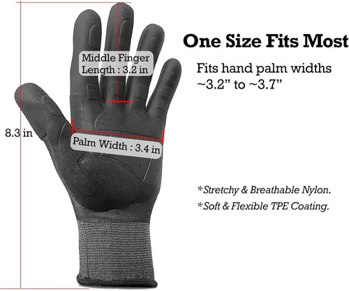 Miniatura 6 de Guantes de jardinería a prueba de espinas para mujeres y hombres (paquete de 2), agarre antideslizante 3X, palma TPE reforzada y nailon