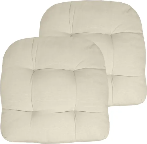 Sweet Home Collection - Cojines para silla de patio al aire libre, cojines prémium con relleno grueso y cómodo de fibra capitoné, 19 x 19 x 5 Crema