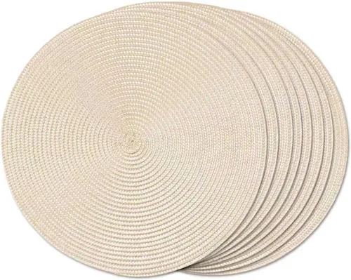 Miniatura 20 de FunWheat Juego de 6 manteles individuales redondos trenzados para mesas de comedor, tejidos, lavables, antideslizantes, de 15 pulgadas