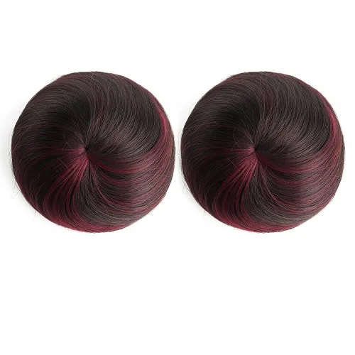 Moños de pelo 2 piezas de pelo falso moño para el lugar de trabajo nupcial boda pelo updo para mujeres y niñas 8066-4&BUG
